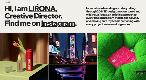 Wix user Lirona’s portfolio website highlighting her artistic approach to design.