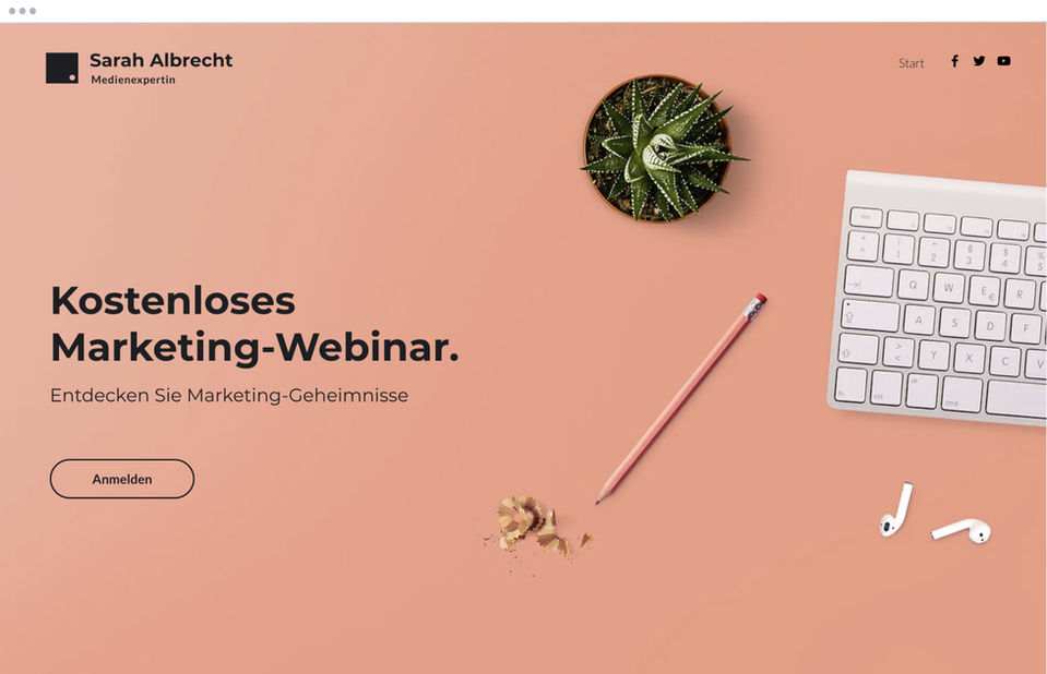 Website-Template einer Landingpage für Webinare