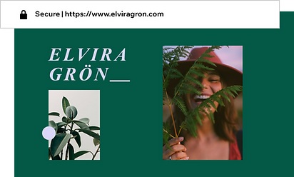 Domain kustom untuk situs web portofolio bernama Elvira Gron